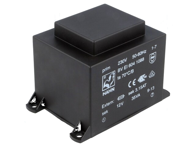 Transformator: ingegoten; 35VA; 230VAC; 12V; 2917mA; PCB; BVEI Transformator: ingegoten; 35VA; 230VAC; 12V; 2917mA; PCB; BVEI
